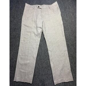Caribbean Pants Mens 42x31* Beige Linen‎ Blend Dress Slacks Flat Front Casual